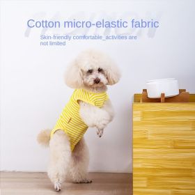 Little dog striped belly protection clothes Teddy Bomei Keji fighting cattle dog spring and summer clothing pet small dog thin clothes (Color: Striped belly protector yellow)