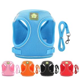 Reflective Pet Harness And Leash Set For Dog & Cat; No Pull Dog Vest Harness With Breathable Mesh (Color: Sky Blue)