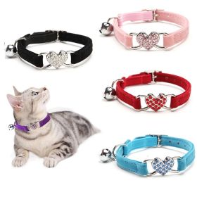 Pet Collar Adjustable Soft Collar With Bell For Dogs Kitten Cats (Color: Lake Blue)