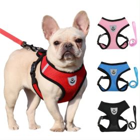 Reflective Pet Harness And Leash Set For Dog & Cat; Adjustable No Pull Dog Harness With Soft Mesh (Color: Red)