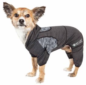 Pet Life Active 'Pawsterity' Heathered Performance 4-Way Stretch Two-Toned Full Bodied Hoodie (Color: Black)