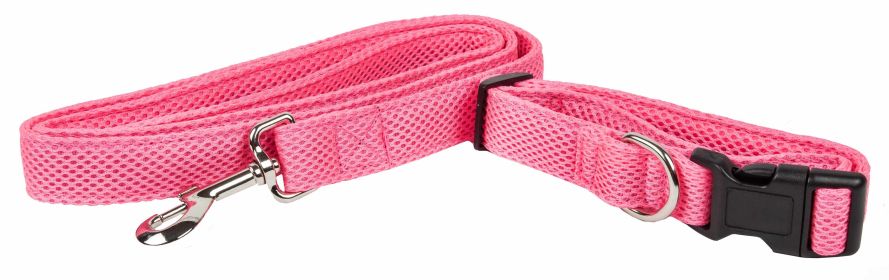 Pet Life 'Aero Mesh' 2-In-1 Dual Sided Comfortable And Breathable Adjustable Mesh Dog Leash-Collar (Color: Pink)