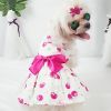 Summer Dog Dress; Pet Clothes With Bow Floral Pattern; Dog Skirt For Small & Medium Dogs